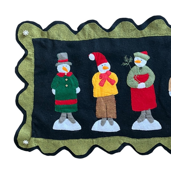 Vintage Homemade Felt Snowman Table Runner Primitive - Picture 3 of 7